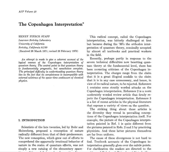 [Classic Paper]

The Copenhagen Interpretation
Henry Pierce Stapp

Free to read 👇
informationphilosopher.com/solutions/scie…

Ref: pubs.aip.org/aapt/ajp/artic…

or 

jstor.org/stable/43853817