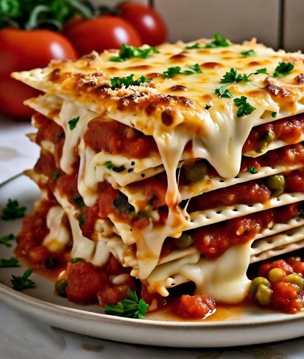 Vegetable matzo lasagna.