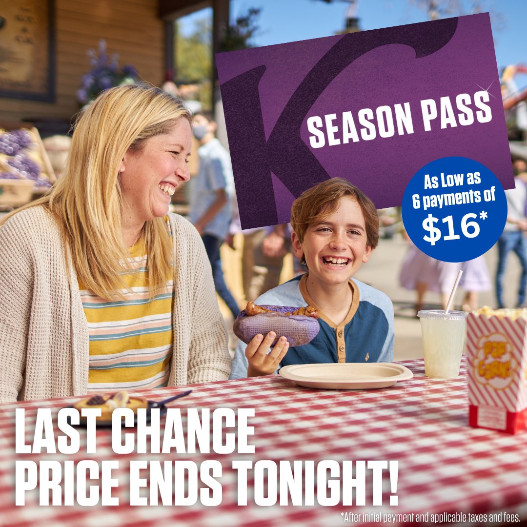 Last chance! Secure your 2024 Season Pass today and enjoy unlimited fun at Knott's Berry Farm all year long! Act fast - the current price ends tonight, April 28! Dont miss out - bit.ly/4dcGslR