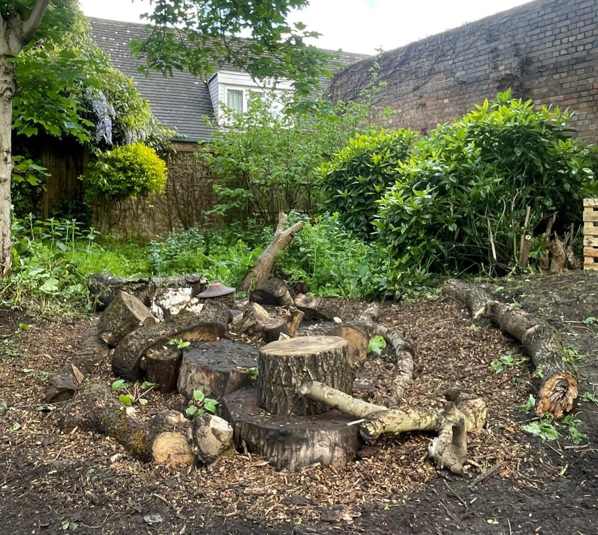 AbundanceLondon's tweet photo. We built a stumpery. Let your local #stagbeetles know. https://t.co/iML1VvP1UM