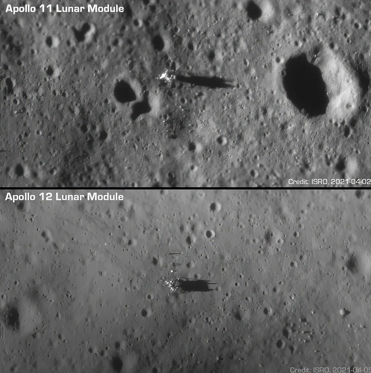 Indická sonda Čandraján 2 pořídila nádherné a detailní snímky míst přistání misí Apollo 11 a 12. Samozřejmě očekávám velký příval komentářů od zarputilých nepřátel programu Apollo a lunárních bezvěrců :)