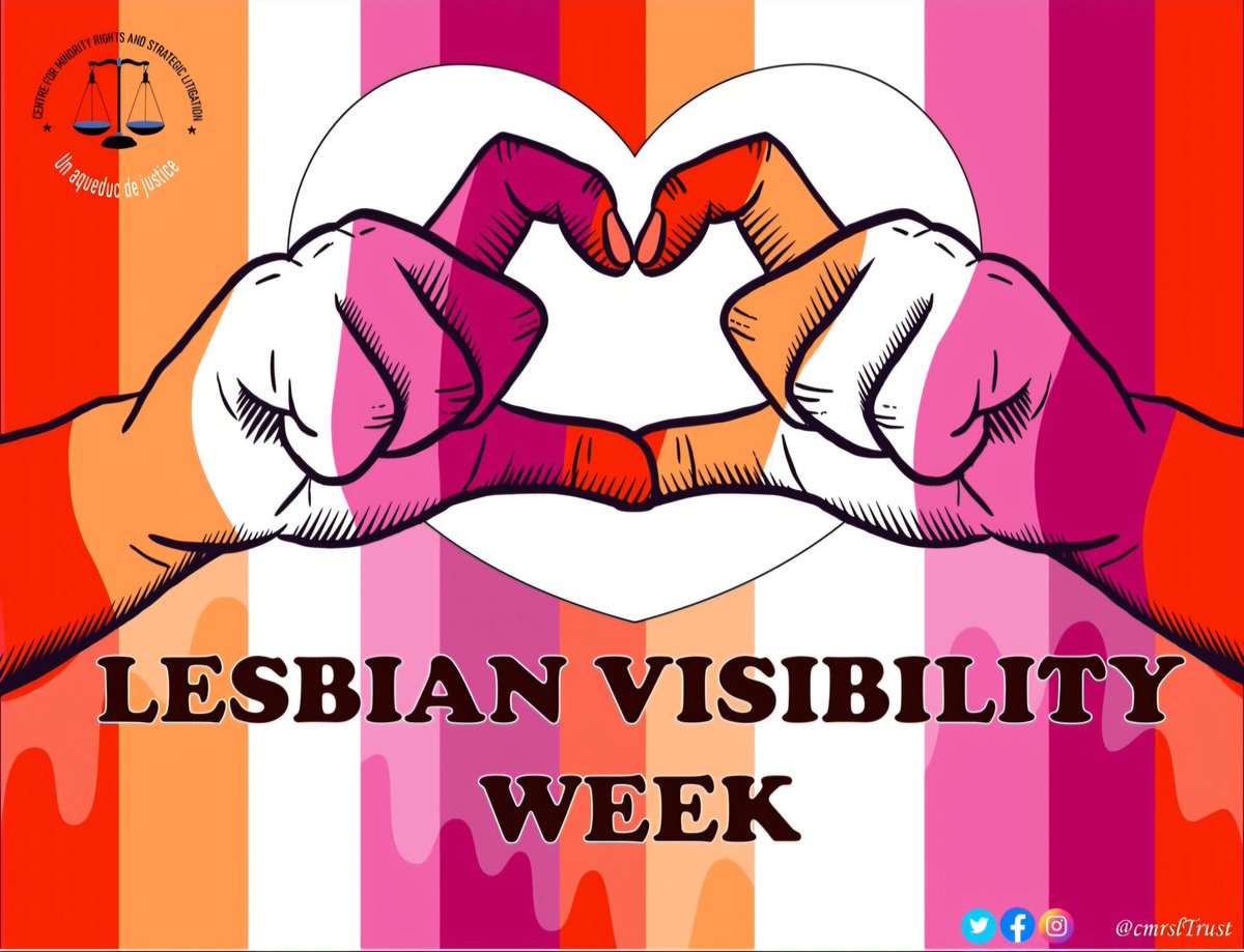 Celebrating #Lesbianvisibilityweek2024 with Pride and joy! .At CMRSL,we stand with the lesbian community in the fight for visibility,equality,and inclusion. We celebrate your diversity,beauty,and contributions to the society .Lets keep the love and progress going strong!.