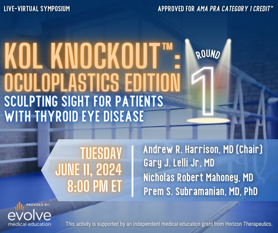 Join the competition for the inaugural KOL KNOCKOUT™ in Oculoplastics! Register here today! evolvemeded.com/webinars/2407-…