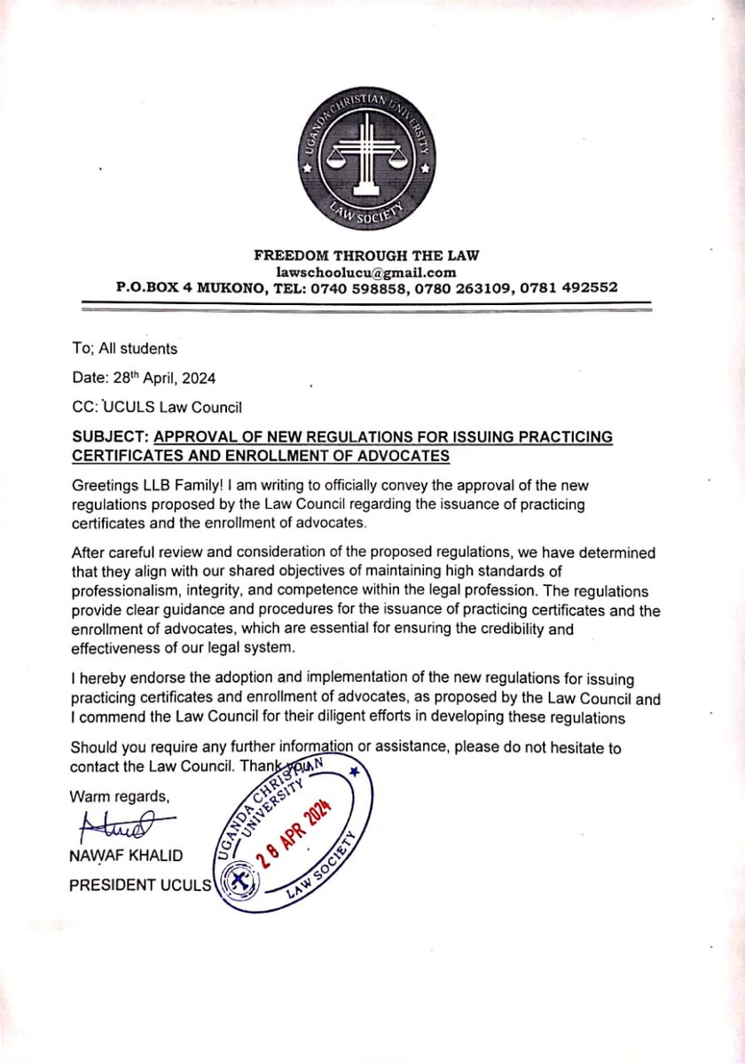 Breaking💯📌: The President approves the new council regulations for enrollment of advocates and issuing of practicing advocates