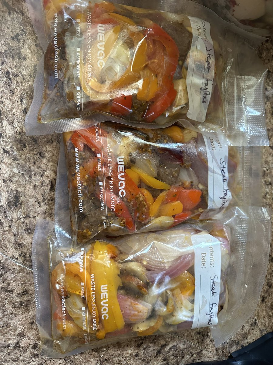 Leftover fajitas for to go meals for me and my hubby!