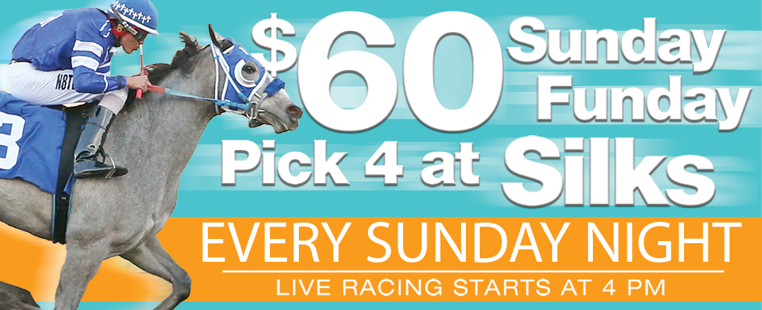 Happy Sunday Funday Live Quarter Horse Racing continues today at 4 PM, featuring the $159,000 American Paint Classic Futurity. Come dine in @Silks_rmp and enjoy our Sunday Funday Pick-4 dinner special. Silks opens today at 3 PM. Admission and Parking are always FREE.