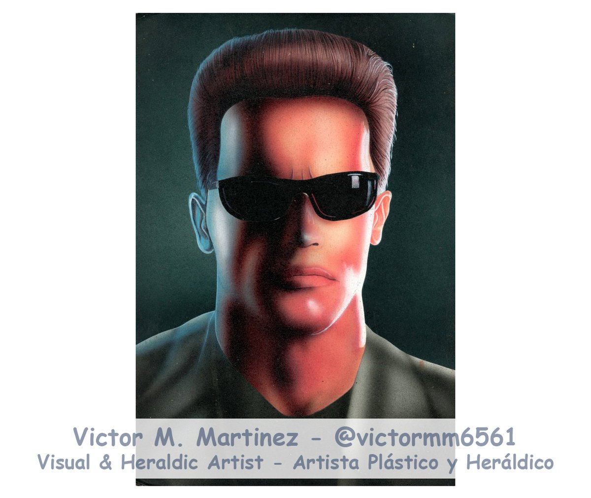 Arnold Schwarzenegger as #Terminator como Terminator, by por el Artista Plástico y Heráldico Victor M. Martinez, #Arte en Aerografía #Airbrushing 28x22 cms, apoye y siga mi Obra. 

#Schwarzenegger #arnold #arnoldschwarzenegger #ArtForSale 💸 #art 🎨 #Carabobo #Arte #Venezuela 🇻🇪