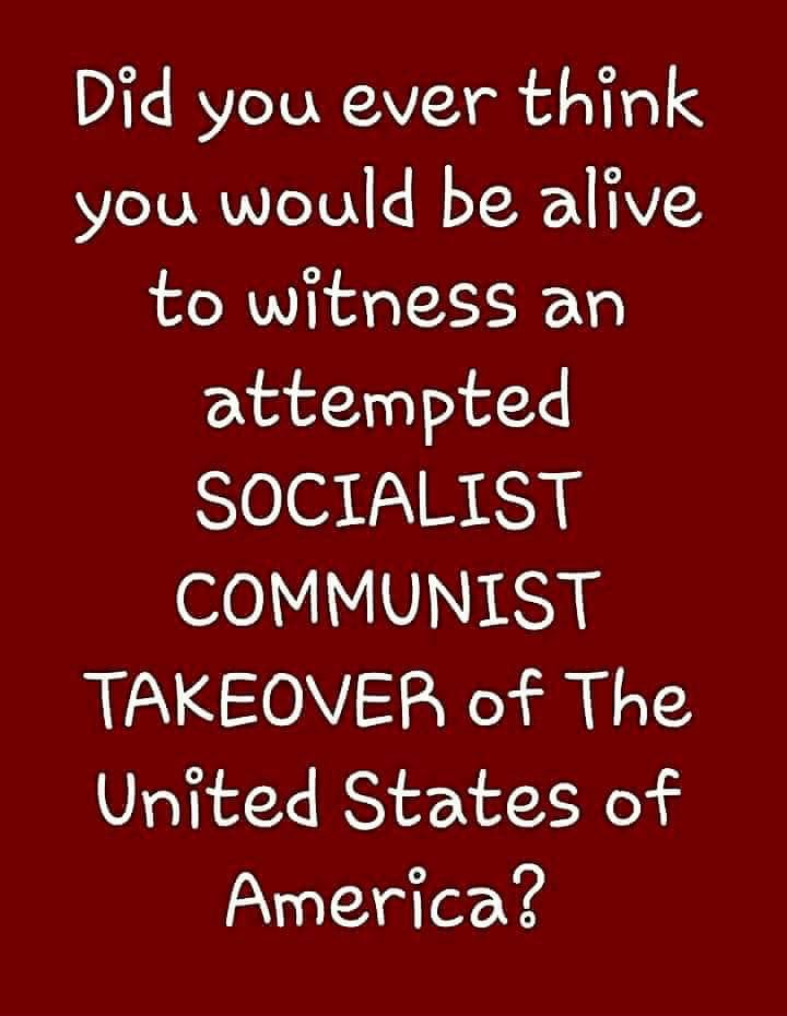 Did you ever think you would be alive to witness an attempted socialist communist takeover of the United States?