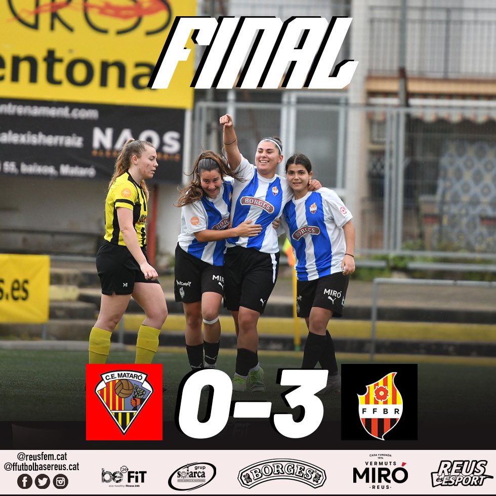 FINAAAAAAAL!!!! Mataró 0-3 Reus Tornem amb 3 puntassos cap a Reus després d’una segona part treballadíssima!!! Brutal, equip!! ❤️🖤⚒️ #ffutbolbasereus #cfreusfem #reusfemení #futfemreus