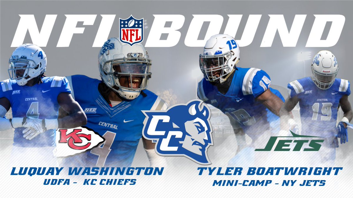 #NFL Bound for 2⃣ @CCSU_FB Alums! 🏈Washington inks UDFA deal with 2X defending Super Bowl Champion @Chiefs 🏈Boatwright earns mini-camp invite from @nyjets #GoBlueDevils #NECinthePros @NFL #NECFB 📰tinyurl.com/ydhh3pn7