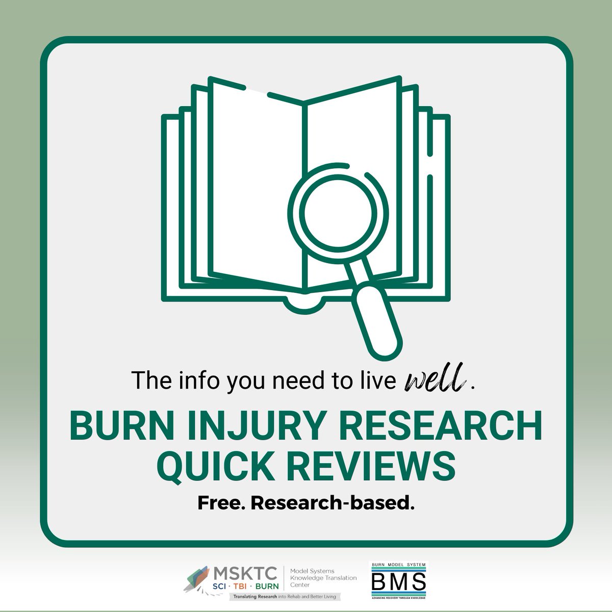 The #MSKTC provides quick reviews of Model Systems research studies funded by the #NIDILRR. These reviews offer timely summaries of newly released model system research studies using lay language for easy access. Check out all the quick reviews here! msktc.org/burn/quick-rev…