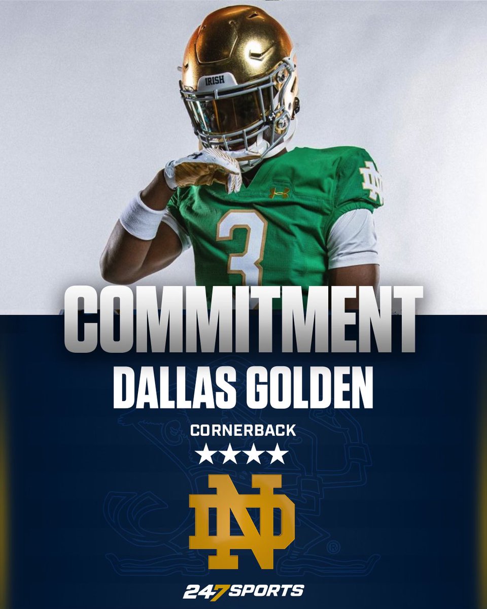 BREAKING: #NotreDame lands a massive commitment from Top 100 cornerback Dallas Golden. The elite defensive back spoke with me about his decision to play ball for the Fighting Irish. Story: 247sports.com/college/notre-… @DallasGolden8 @247Sports / @IrishIllustratd