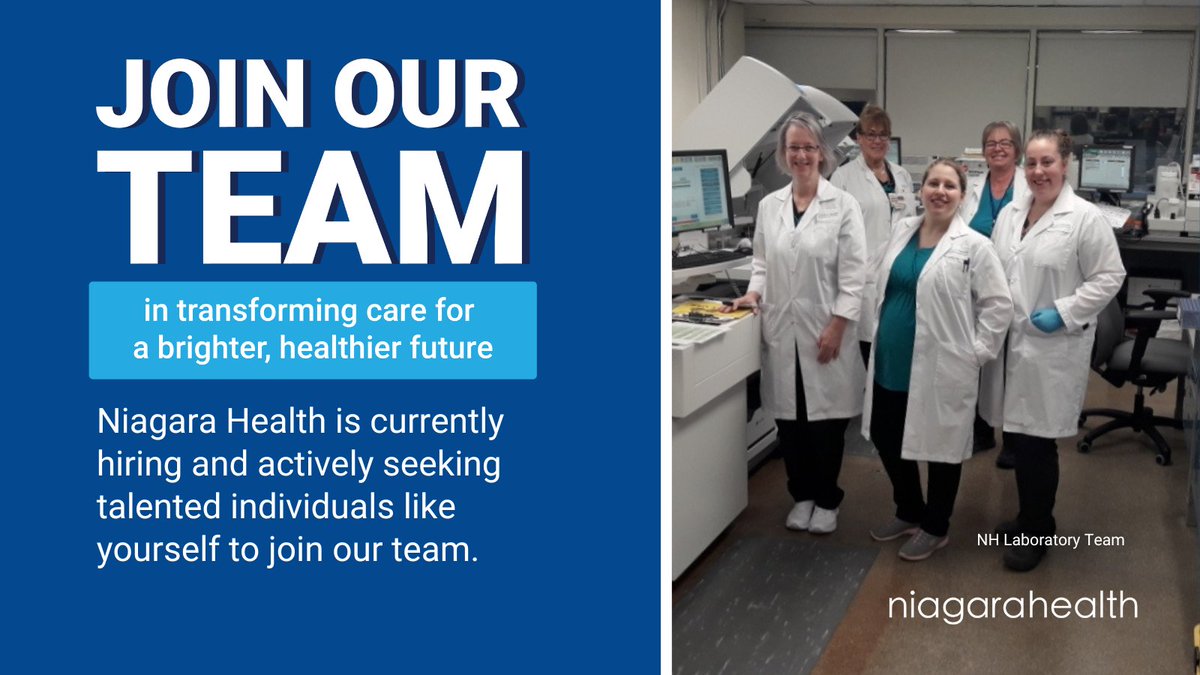 #NiagaraHealth is always hiring in our laboratory department! Work with an incredible team of laboratory professionals and help transform care in #Niagara. Check out current opportunities: careers.niagarahealth.on.ca/eRecruit/Searc… #medlabjobs #applytoday #labprofessionals
