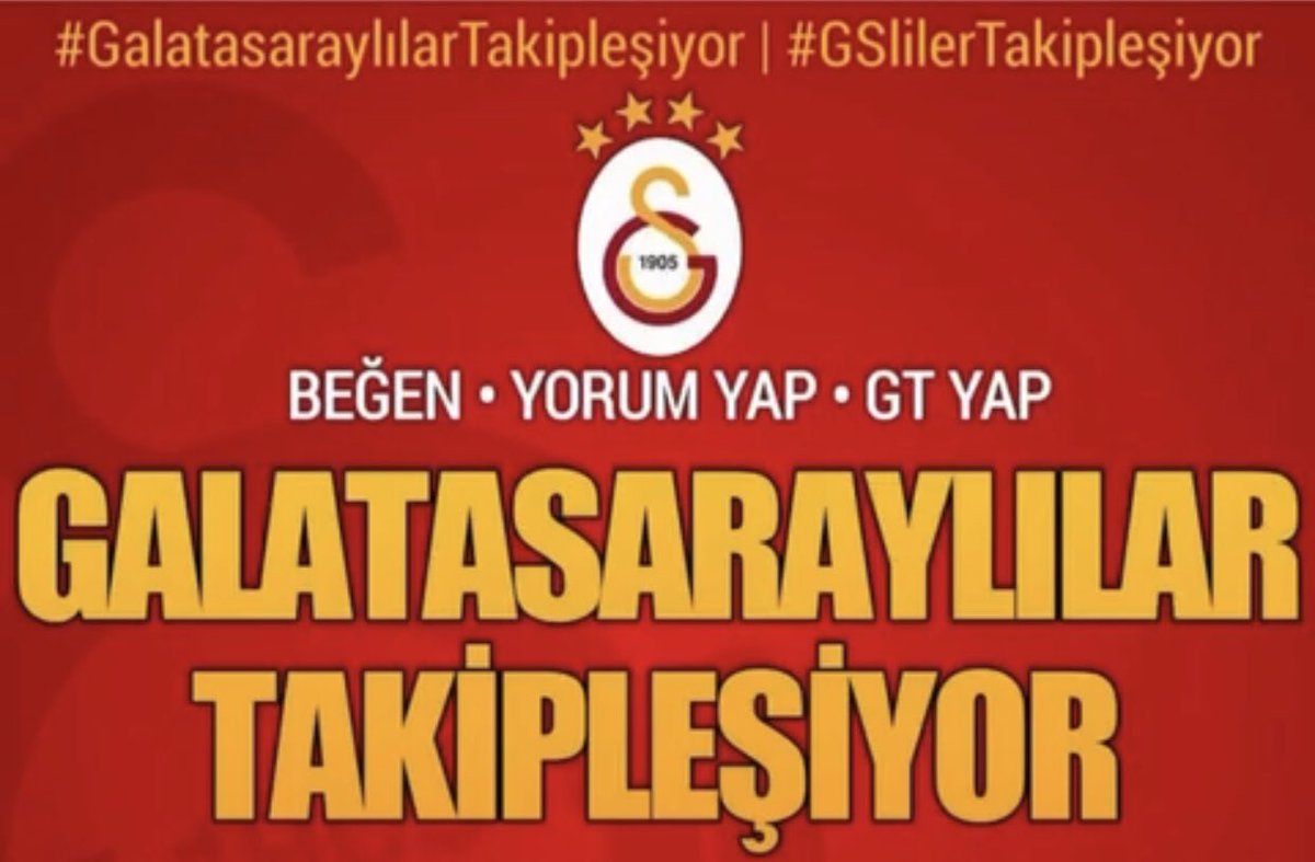 🟡🔴Galatasaray'ımıza gönül vermiş dostlar ile takipleşiyoruz.🟡🔴 🟨🟥Amaç karşılıklı takipleşip tüm hesapları büyütmek🟨🟥 ➡️GT YAP✔️ ➡️RT YAP ✔️ ➡️BEĞEN✔️ 🟡🔴𝐓𝐀𝐊İ𝐏 𝐄𝐃𝐄𝐍𝐄 𝐀𝐍𝐈𝐍𝐃𝐀 𝐆𝐄𝐑İ 𝐃Ö𝐍ÜŞ 𝐘𝐀𝐏𝐈𝐘𝐎𝐑𝐔𝐌.🟡🔴 #GalatasaraylılarTakipleşiyor #Hedef24