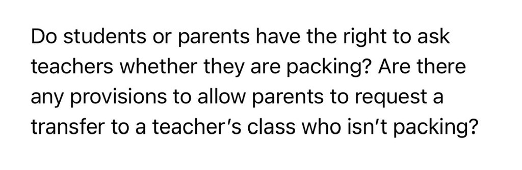 INBOX: Questions about the arming teachers bill👇🏽 ANSWER: NO. Amendments from Democrats to allow parents to know if their child’s teacher has a gun, require safe storage, and increase training for those who choose to have guns around kids — were all blocked by Republicans.