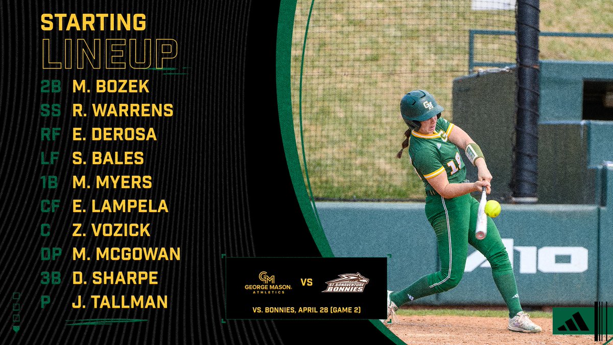 Game 2 lineup vs the Bonnies! 📊Stats: tinyurl.com/34pa943s 📺ESPN+ (Game two): tinyurl.com/3ue7ac8t #Team47🥎🔰