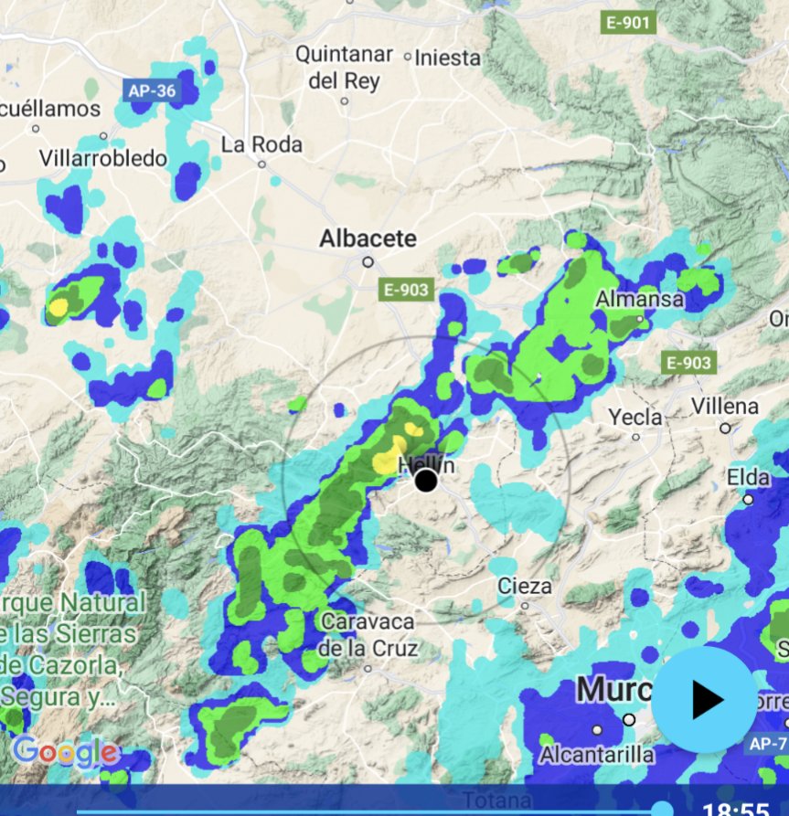 📡RADAR 18:50H | Tormentas en áreas del sur y este de #Albacete. #meteoAB