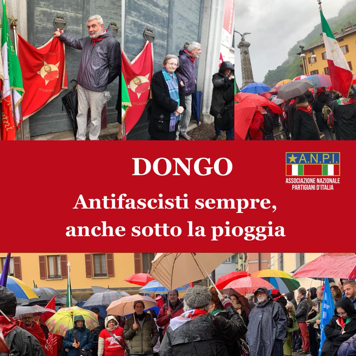 Dongo. Oggi. Antifascisti sempre. Anche sotto la pioggia🌹❤️