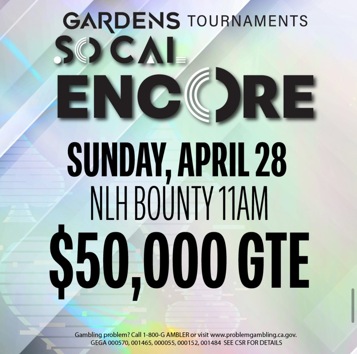 cavincasino's tweet image. Bounty SundaySundaySunday!
#SoCalSpringSpecial #EncoreWeekend
🏆 Event #7 
$50K GTE
$50 Knockout Bounties 🥊
We have been averaging over $90K on these $50Ks 👀
