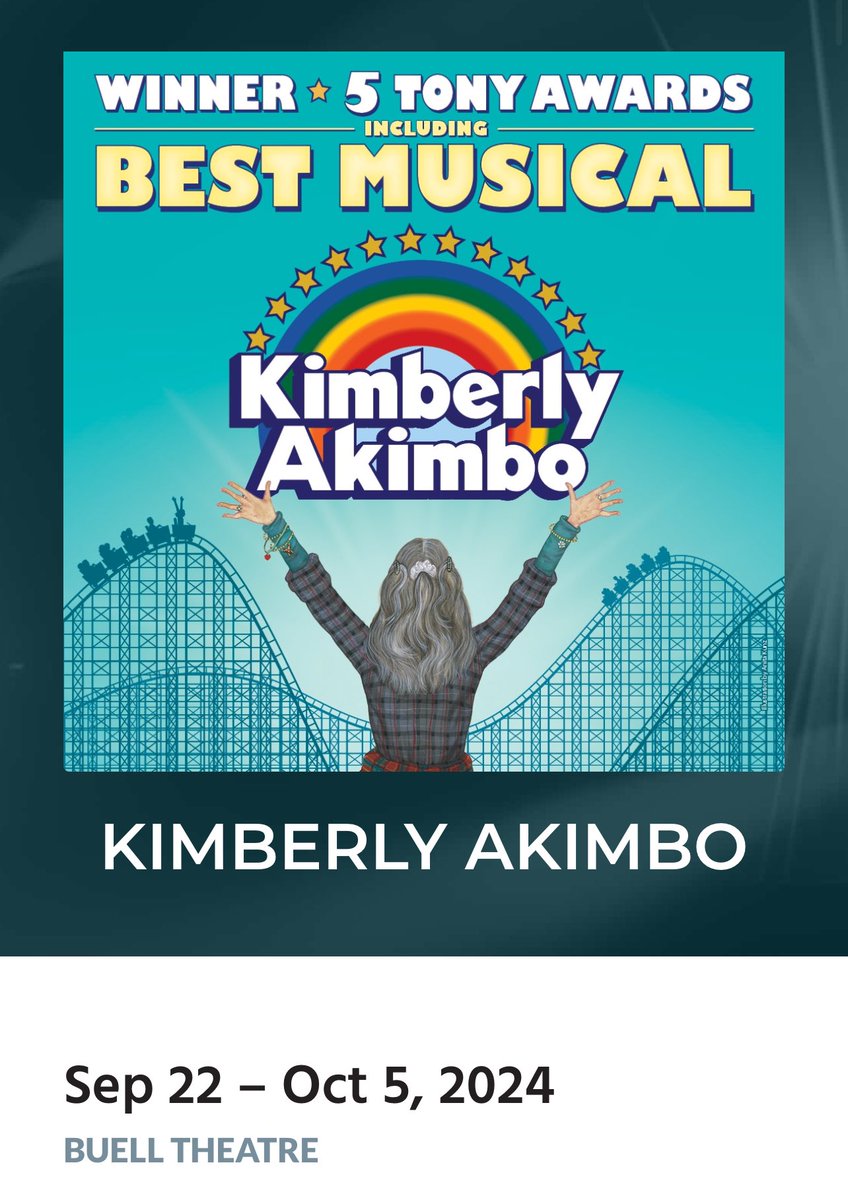 Just a reminder that today doesn’t have to be the last day you can see Kimberly Akimbo, she’s going on a Great Adventure in the fall! (come visit me in CO)
