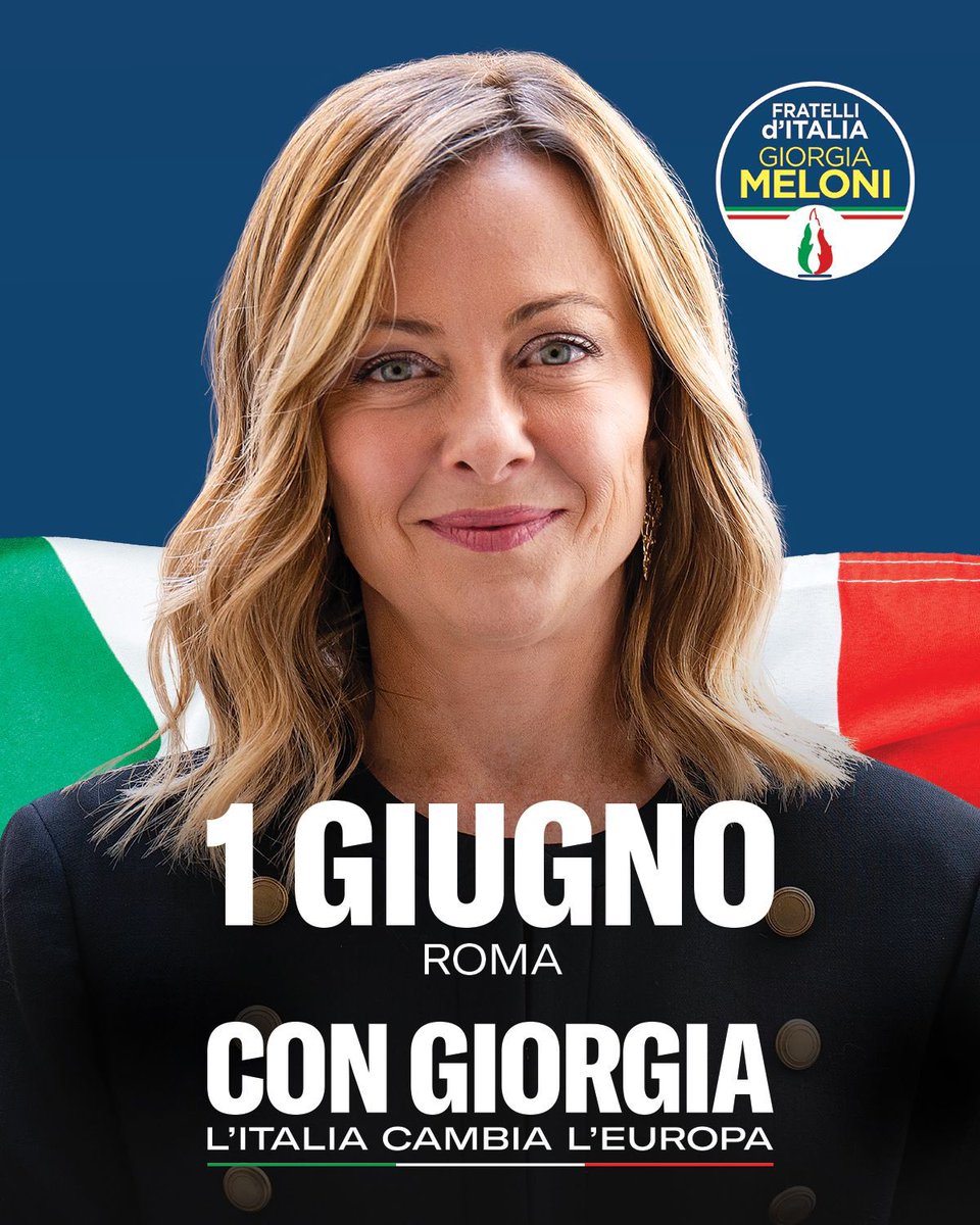 🔵 L’uno giugno non prendete impegni. Tutti a Roma con Giorgia #Meloni. A breve maggiori dettagli. #ScriviGiorgia