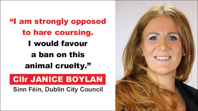 “I am strongly opposed to hare coursing. I would favour a ban on this animal cruelty” - #LE2024 candidate Cllr @Janice_Boylan (Sinn Fein, #Dublin City Council) banbloodsports.wordpress.com/2019/09/17/dub… #LE24 #Ireland #BanHareCoursing