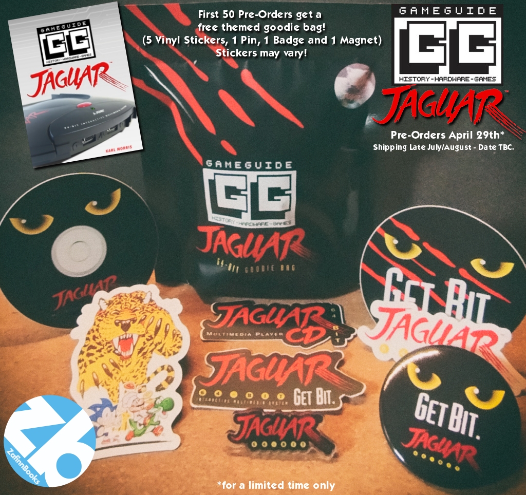 Reminder!😊I will take pre-orders from around lunch time (GMT) 29th April for GameGuide Jaguar, for a limited time only. First 50 orders get a themed goodie bag. Get your copy before anyone else! Shipping sometime late July/August (Date TBC). More details on the website tomorrow.