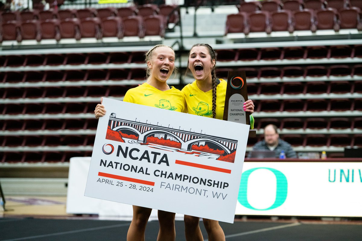Rachel and Mallory take home the 2024 Duo Tumbling event title!! 🏆 #GoDucks | #Power