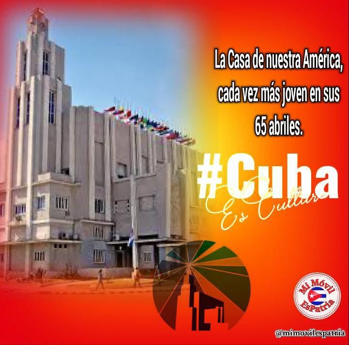 @mimovilespatria @DiazCanelB @CasAmericas @DrRobertoMOjeda @PartidoPCC @UJCdeCuba @FMC_Cuba @cdr_cuba @H_Cubana @AbelPrieto11 @GHNordelo5 Difunde el material artístico y literario de América y el Caribe por medio de actividades de promoción, conciertos, concursos, exhibiciones, festivales, seminarios.
Muchas felicidades #Casa65Años
#CubaEsCultura 
#MiMóvilEsPatria