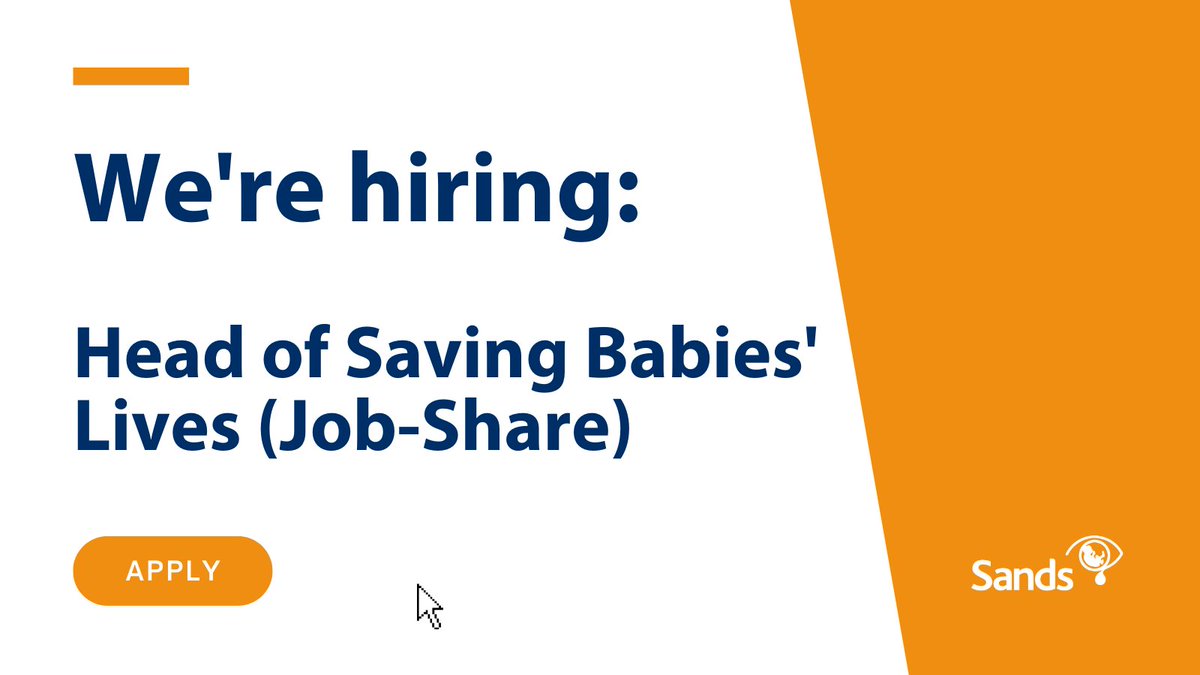 We are hiring! 📢 ⭐ Head of Saving Babies' Lives (Job-Share) Learn more and apply ➡️ sands.org.uk/jobs We can offer you: 🏡 Remote working + allowance 🏖️ 28 days of annual leave + bank holidays 📝 Life insurance 😀 Flexible working #CharityJobs #SavingBabiesLives