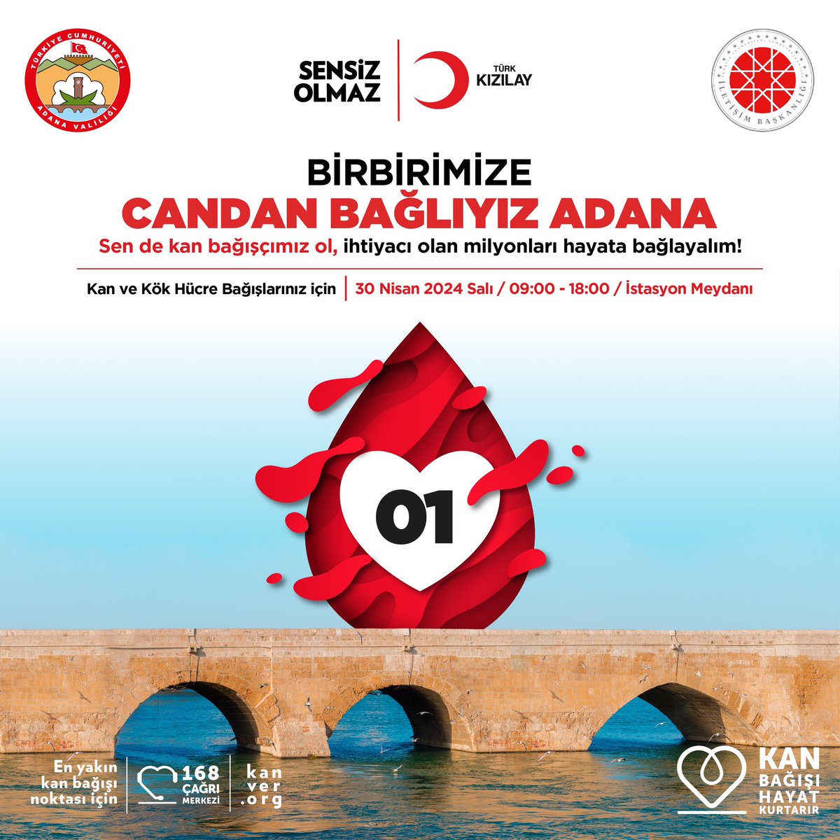 “Birbirimize Candan Bağlıyız Adana” temasıyla kan bağışı kampanyası düzenliyoruz.

📆 30 Nisan’da İstasyon Meydanı’nda buluşuyoruz.
#CandanBağlıyızAdana