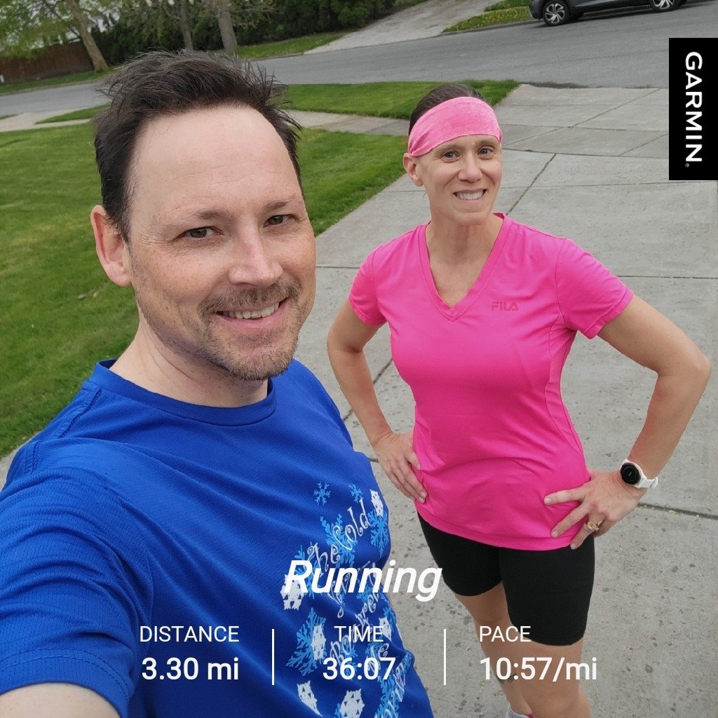 Happy #sundayrunday! Squeezed some in before we get to go celebrate pur son's last club swim banquet! It's been a fun ride! 🏊‍♂️💜💚 #running #medalchasers #sundayrunday #run #aprilrunning #anotherdayanotherrun #halfmarathontraining