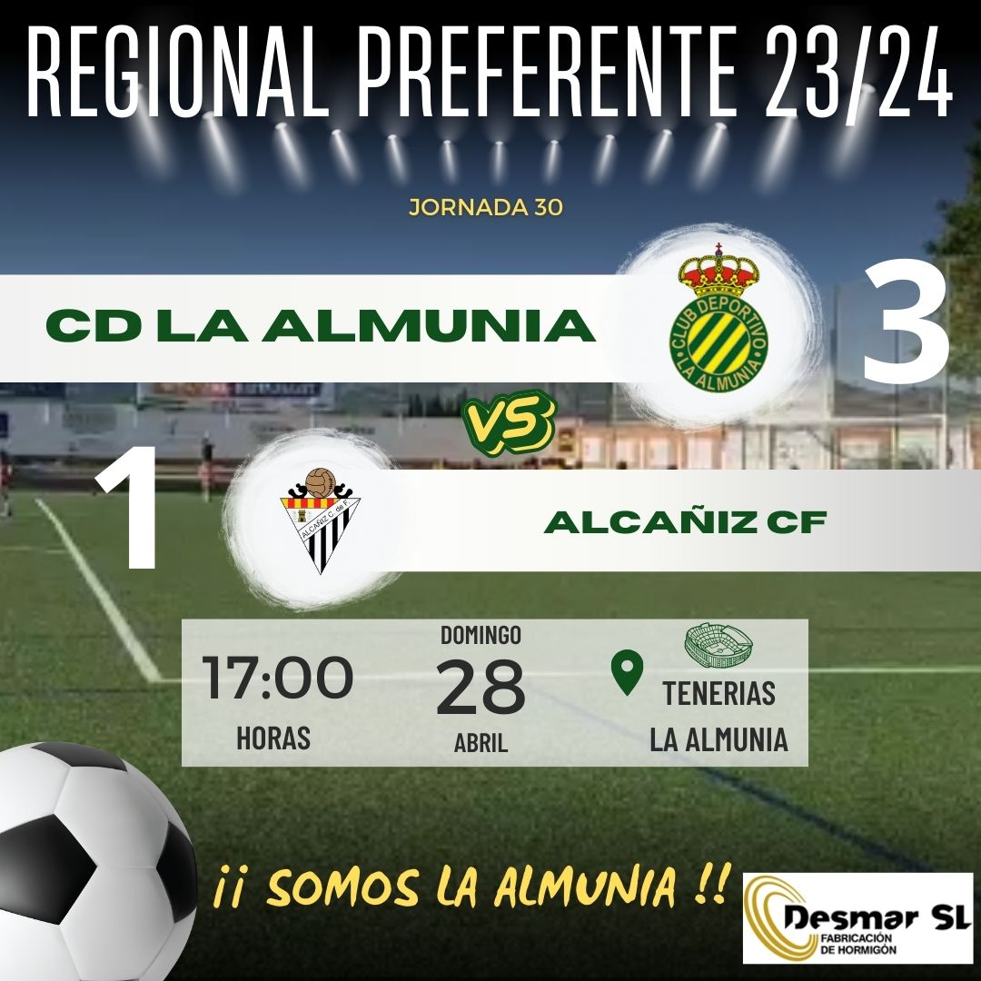 VICTORIAAA!!. Importantes los tres puntos para seguir en la lucha. Gran partido de nuestro equipo. ⚽️ Héctor,  ⚽️ Romanos, ⚽️ Álvaro Gil.  Gracias afición!!!. Aúpa La Almunia 💚 💛.