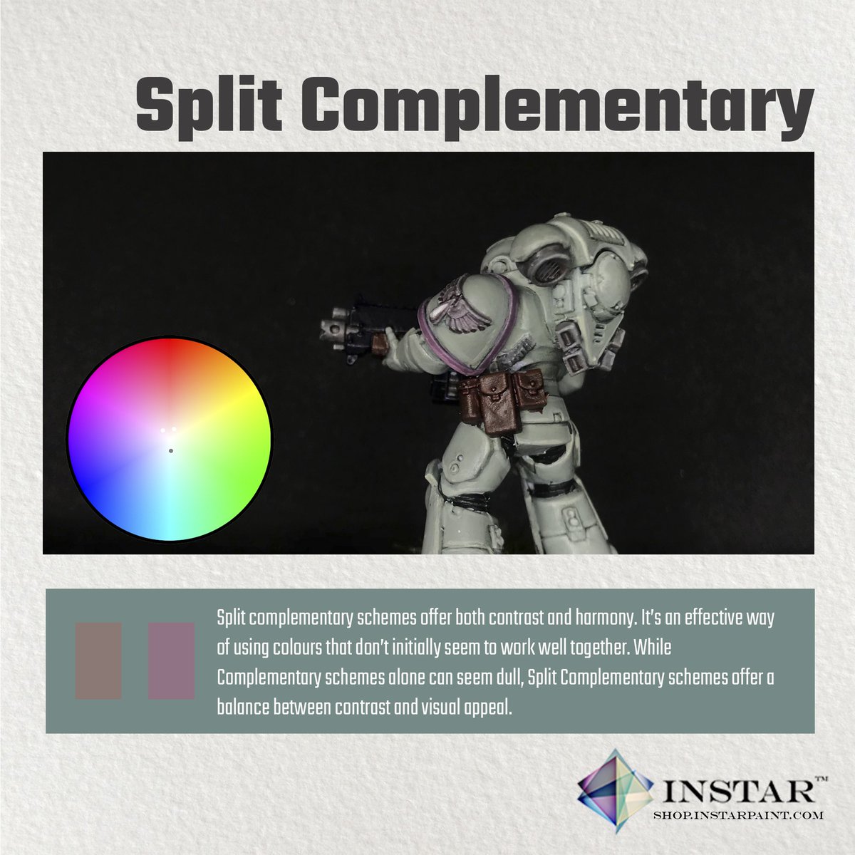 One of the most common painting schemes, these work well in miniature painting with a single, dominant, colour.

#instarpaint #spacemarine #paintingwarhammer #paintingminiatures #minipainting #tabletopgames #painting