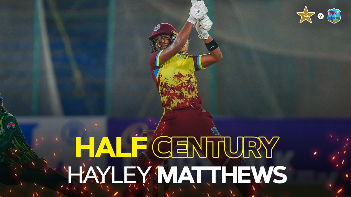 Skipper @MyNameIs_Hayley shows why she is the best all-rounder in the game bringing up another 5⃣0⃣ after first innings heroics with the ball!🏏🌴 #PAKWvWIW #MaroonWarriors