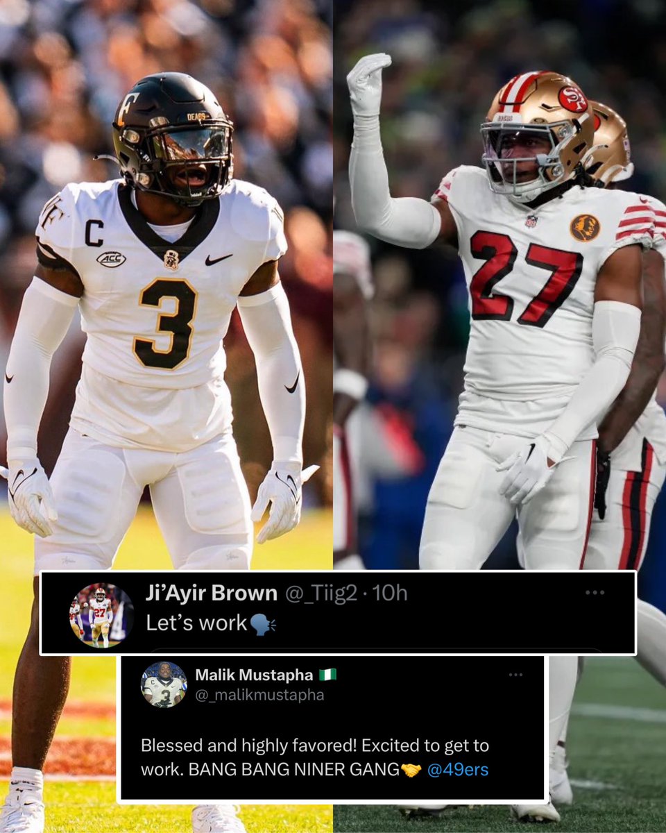 Ji’Ayir Brown welcomes the rookie Malik Mustapha to the squad 🤝 #49ers || #FTTB