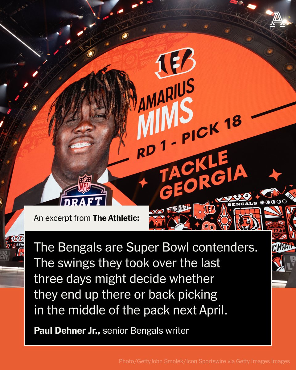Spending premium draft picks on mammoth, freakishly powerful humans was no accident. Cincinnati wants to bolster its talent in the trenches. But is it enough to get back to the Super Bowl? @pauldehnerjr has draft takeaways ⤵️ theathletic.com/5453570/2024/0…