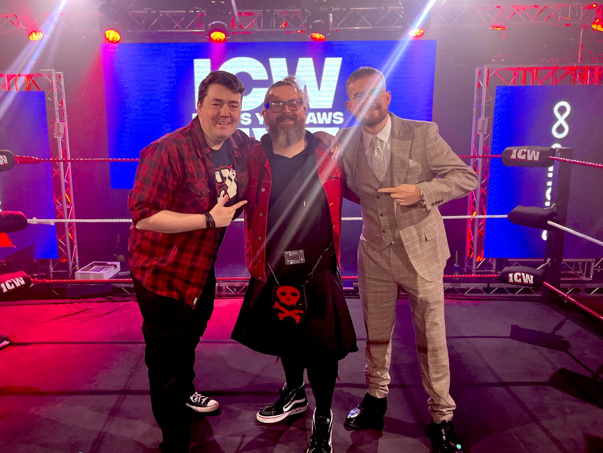Commentary Squad assembled for tonight's @InsaneChampWres Boot Yer Baws with @CahonasScotland streaming live on @FiteTV In booth w/ @RyanStevenF2 & our boy on Spanish Jason Milligan (Don't forget you can get a free 7 day trial) #icwbootsyerbaws #cahonasscotland #wrestling
