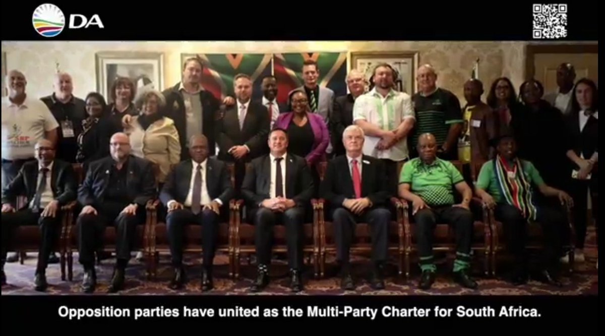 Straight from Nazi @Our_DA advert...count white faces vs black faces

Uneducated @jsteenhuisen is employer @HermanMashaba and IFP guy Hlabisa are just garden boys

Let us save black people from self hate on the 29th May 2024 
#2024isOur1994
#VulavelaVota
#EFFAdvert #IwillVoteEFF