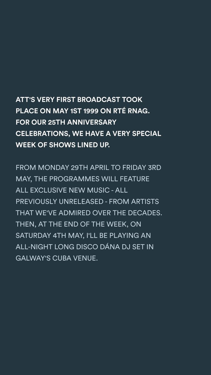 Honoured to have been asked to be part of this week long 25th anniversary show of @COCiobh ‘s ‘An Taobh Tuathail’ on <a href="/RTERnaG/">Raidió na Gaeltachta</a>, he’ll be playing an unreleased piece of mine along with many other great artists, can’t wait to tune in..  ❤️🙏

#newmusic #unreleased #ATT25
