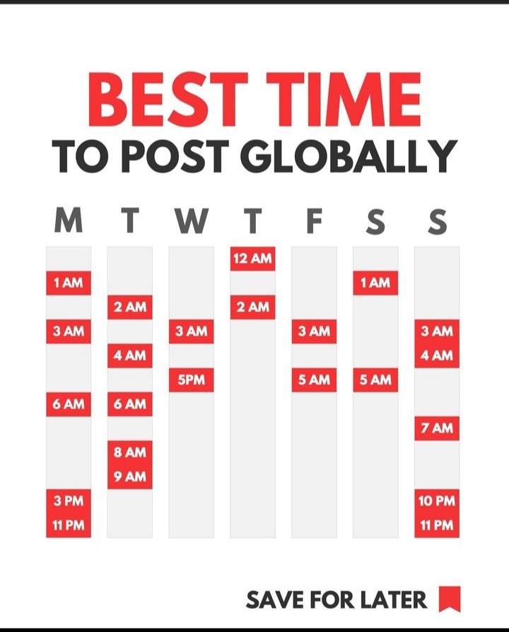 Best time to post globally ♥️

#MARKETINGTRENDS #TIMEZONE