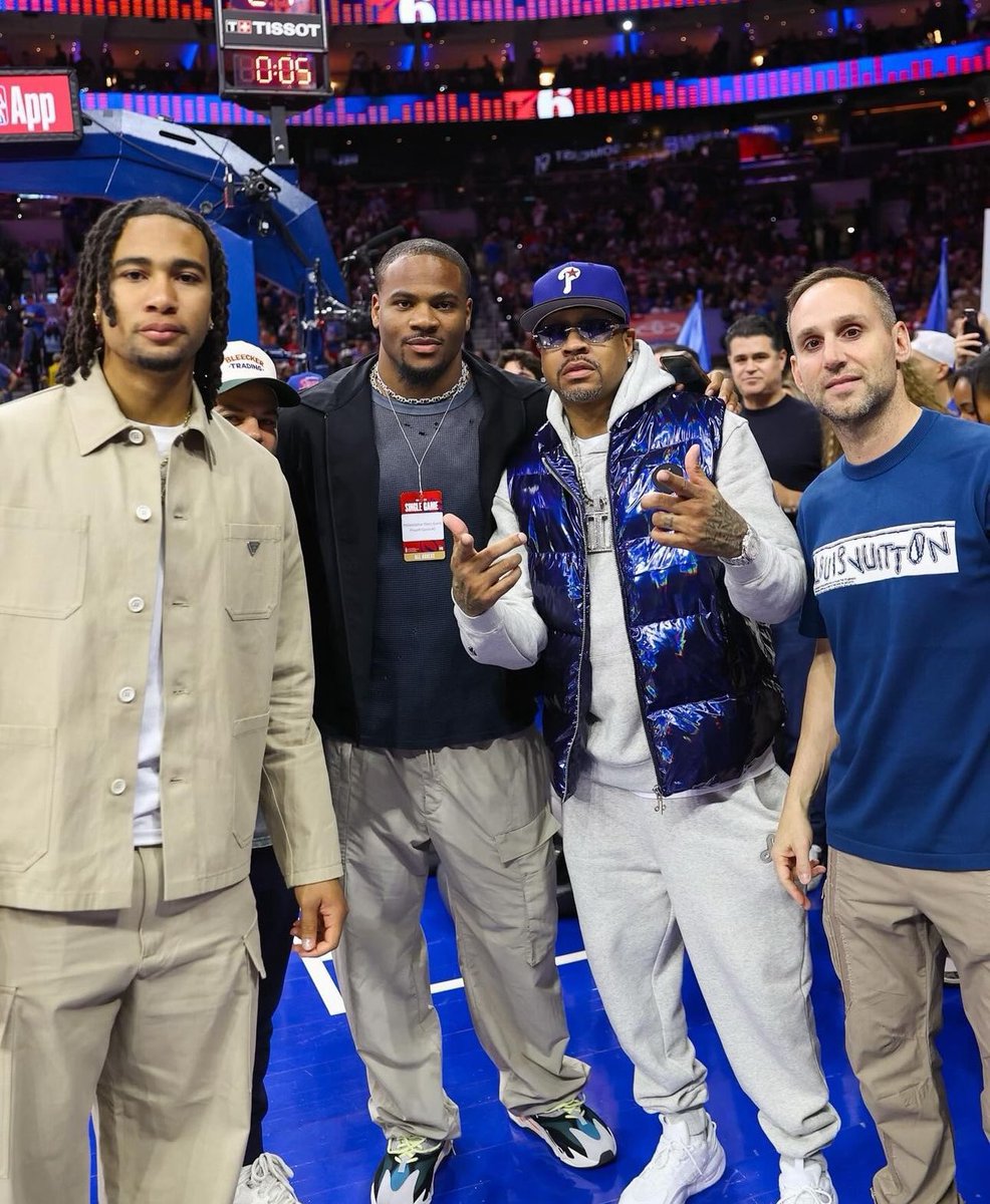 CJ Stroud, Micah Parsons, Allen Iverson and Michael Rubin at the Knicks vs. 76ers playoff game 🔥 (📸 Michael Rubin / IG)
