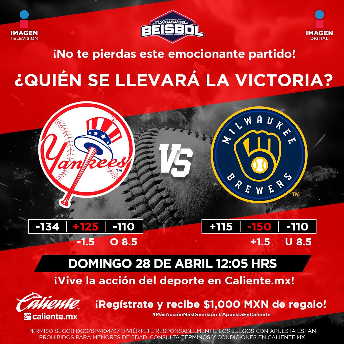 SE DEFINE LA SERIE 🔥⚾️

Los Yankees y los Brewers se enfrentan por tercera ocasión, ambas novenas han ganado un juego, se define la serie

#LaCasaDelBeisbol

📲 Regístrate en Caliente y recibe $1,000 de regalo ➡️ bit.ly/45IpSX7
#MásAcciónMásDiversión #ApuestaEnCaliente