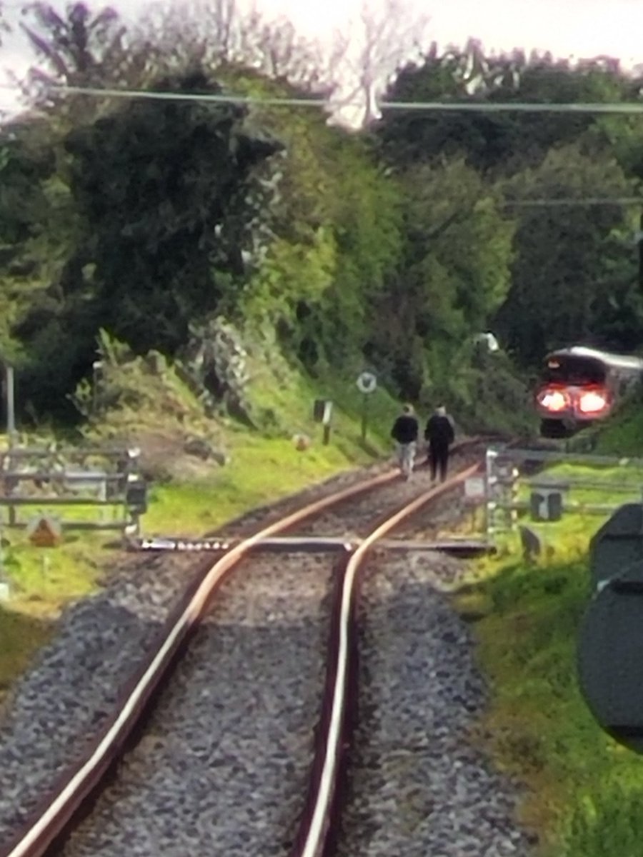 @IrishRail set 2817/2818 with CCTV so there'll be footage for AGS. Captured from the platform using 30x Zoom Samsung. These crotch goblins trespassing on the track. They nearly crapped their pants when the driver blew the horn.