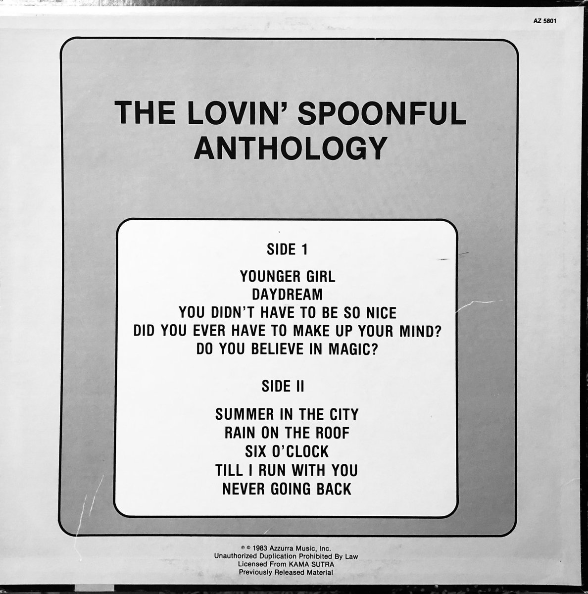 Listening to The Lovin’ Spoonful - Anthology • 1983 • Pop Rock.