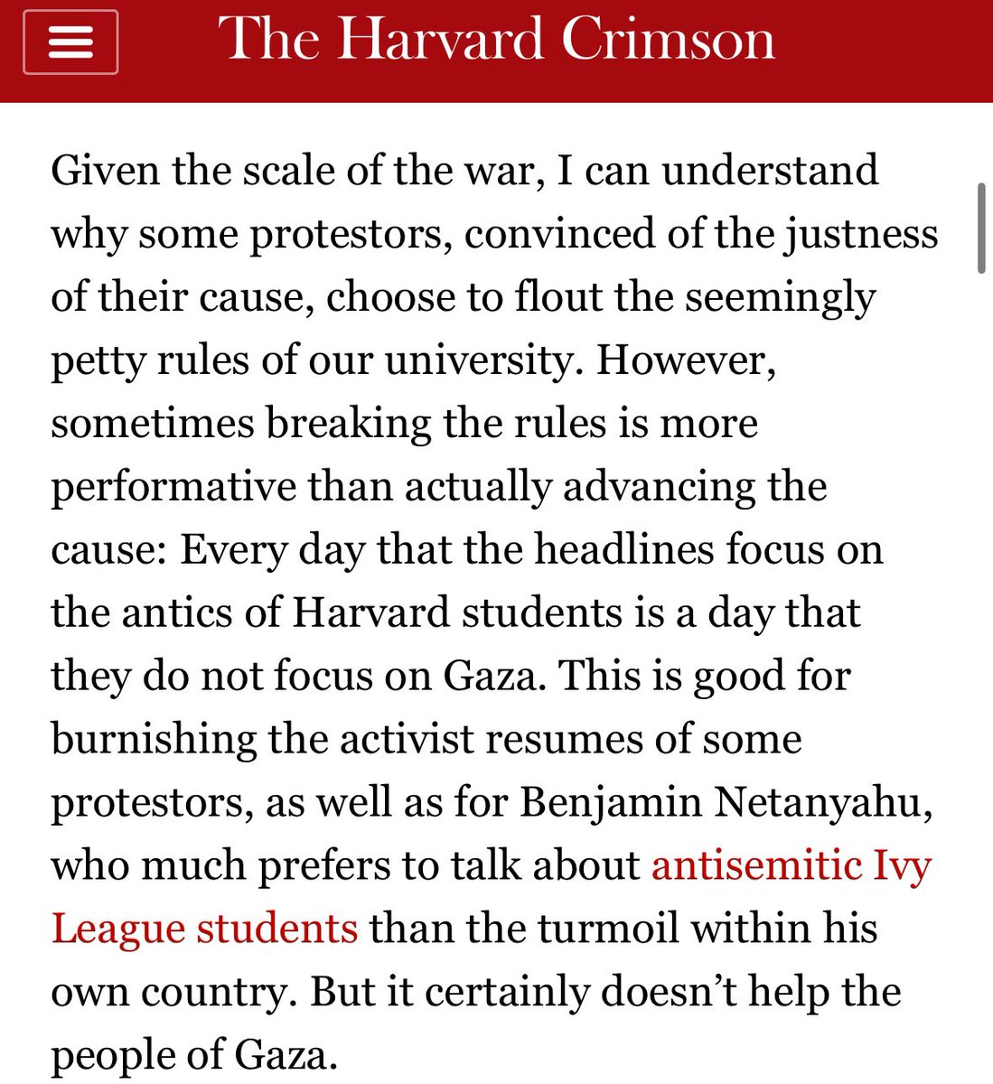 Great read from @boazbaraktcs addressing campus protests, it reminds us: academia must always lead in solving humanity's most pressing problems. Unfortunately these protests are more about performance than solutions #SolutionsNotShows'
thecrimson.com/column/council…