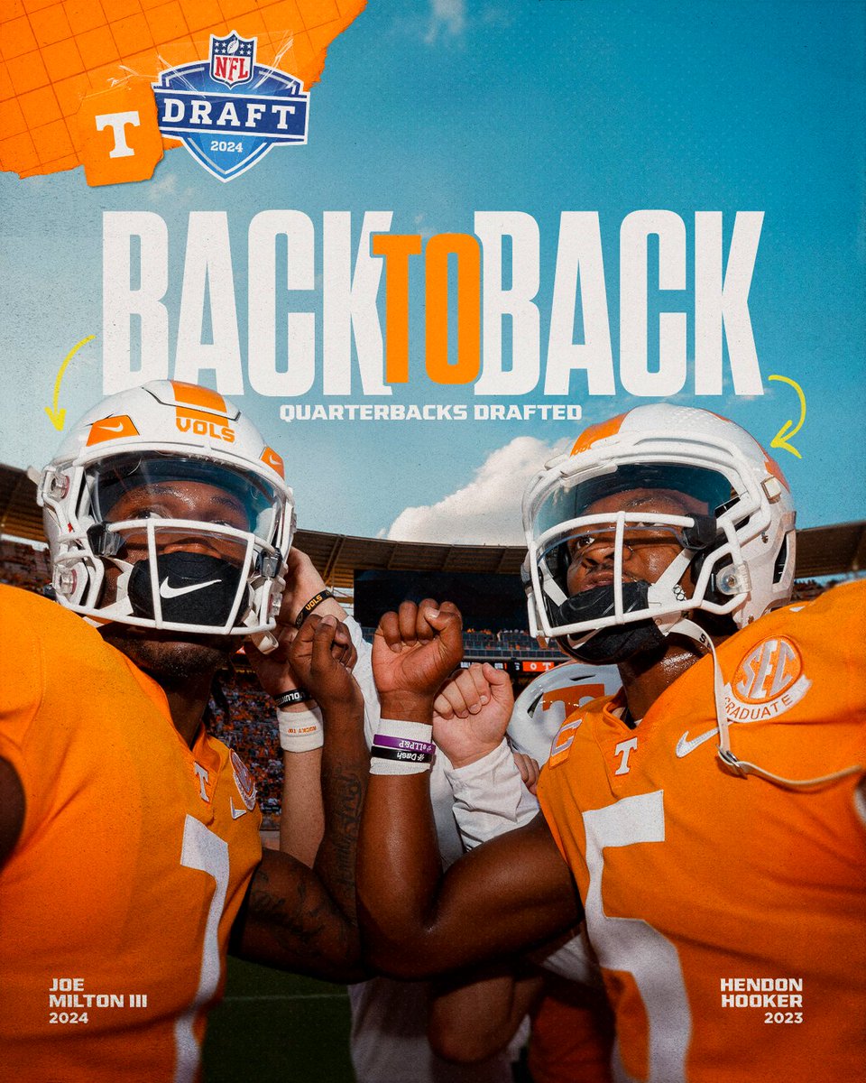 It's hard NOT to bookmark every design you see from @Vol_Football 🙌 @evanford_8 and team always nail their NFL Draft Package! Great examples of seamlessly blending two brands identities, while letting your CFB brand stand out. One of my favorite college packages this year.