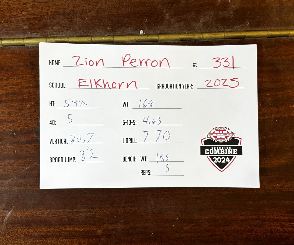 Had a great time at the <a href="/wifca/">WiFCA</a> combine!! Thankful for the opportunity and excited to improve and grow from my results!! <a href="/ElkhornFB1HERD/">Elkhorn Football Team Page</a> <a href="/travisWSN/">Travis Wilson</a> Proverbs 3:5-6