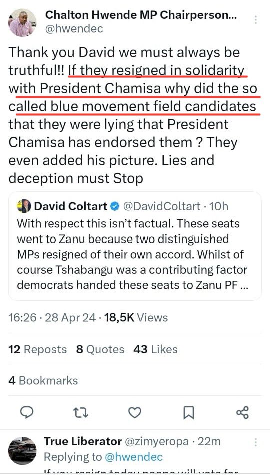 Chibaya & @Cde_Ostallos were the top surrogates of the Blue Movement… Even Chamisa’s Chief Surrogate on X @drjaytee87 was in full support… Since its formation, the Blue Candidates have been claiming endorsement from Chamisa but the voters still rejected them & their Chamisa….…