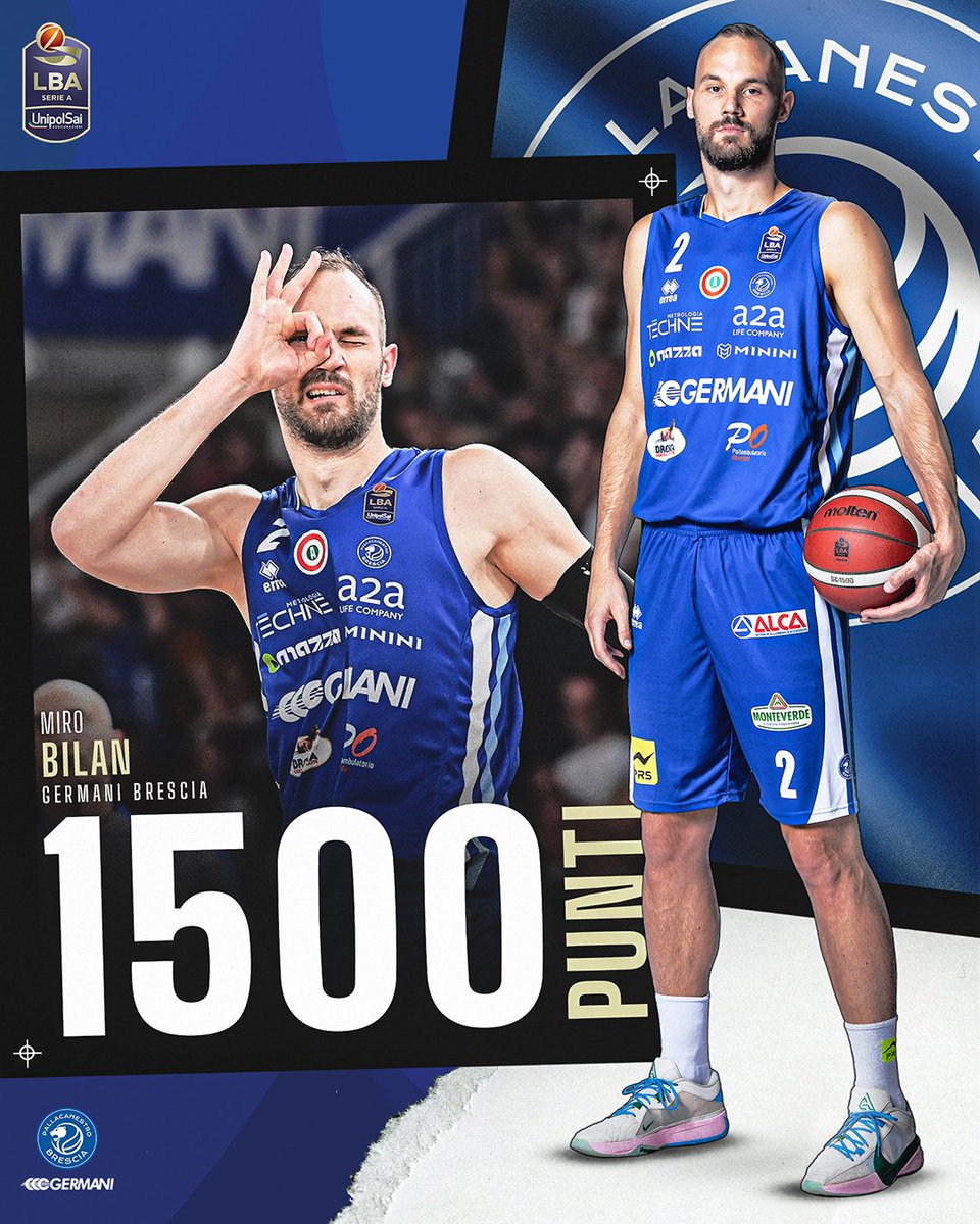 Congratulazioni a Miro Bilan che con i canestri realizzati oggi raggiunge i 1500 punti segnati in #LBASerieA 🔥

#TuttoUnAltroSport @GermaniBrescia